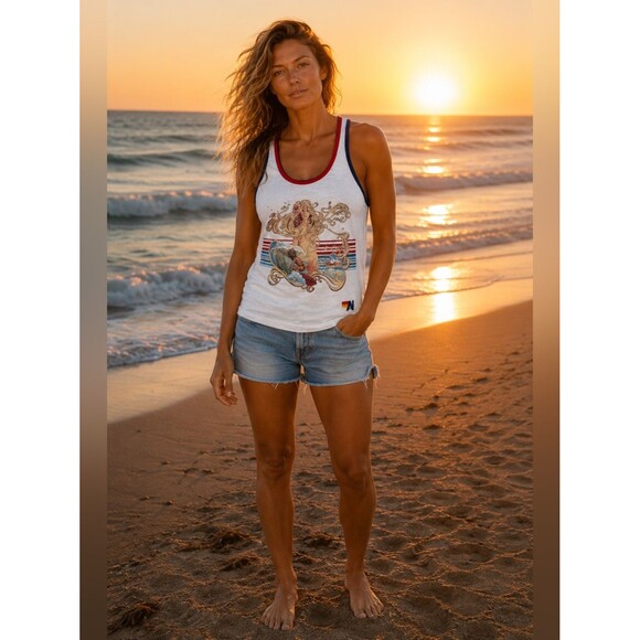 Aviator Nation Tops - Very Rare Aviator Nation White Mermaid Tank Top